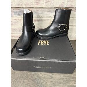 Frye Veronica Harness Short Black Leather Moto Boots Women's Size 6.5 New In Box